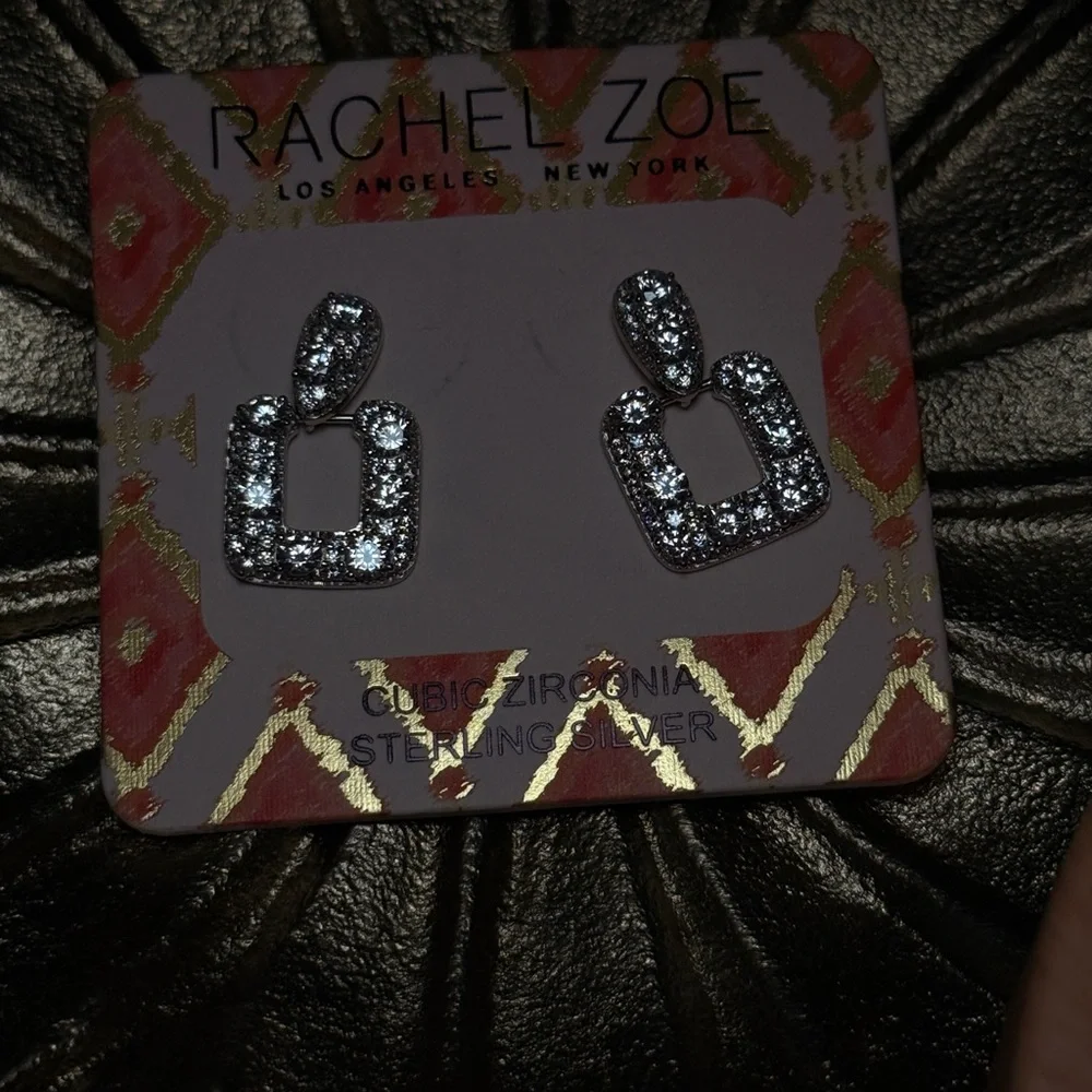 Rachel Zoe Silver Geometric Pavé Earrings - Picture 13 of 14